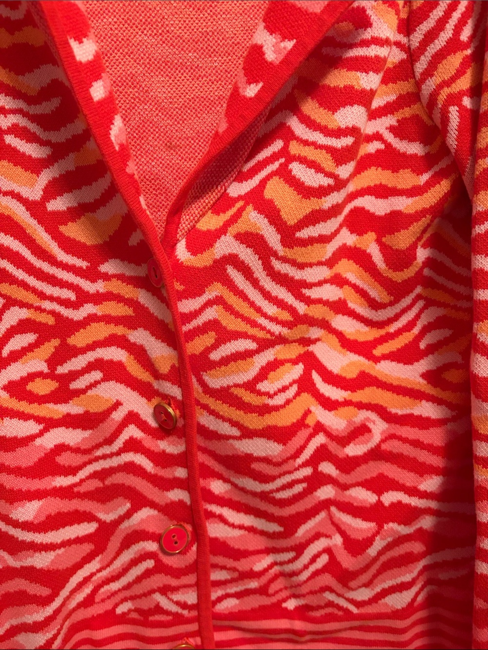 Isaac Mizrahi Orange Zebra-Print knitted Cardigan size M - Picture 4 of 4